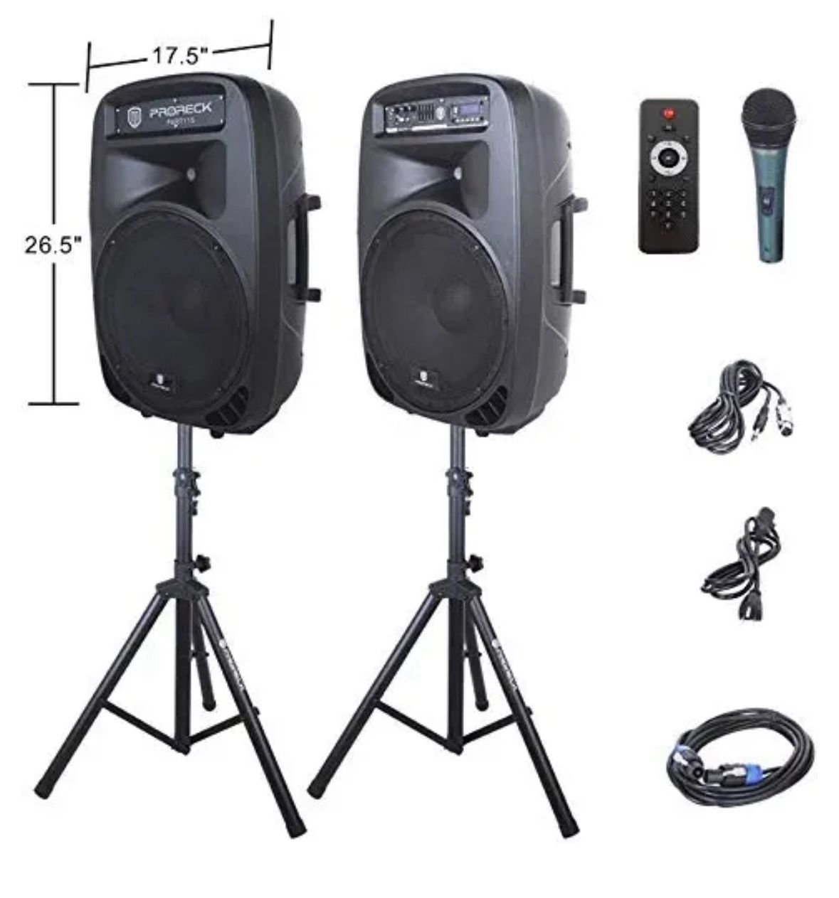 Only Used 2 Times 15 Portable 15-Inch 2000 Watt 2-Way Powered PA Speaker System Combo Set with Bluetooth/USB/SD Card Reader/FM Radio/Remote