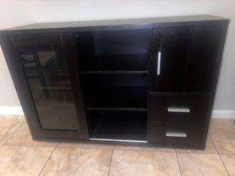 Dark Brown Wood Entertainment Center Cabinet