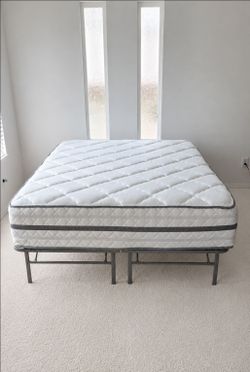 Like-New Queen 14" Wayfair Sleep Mattress with Platform Bed Frame