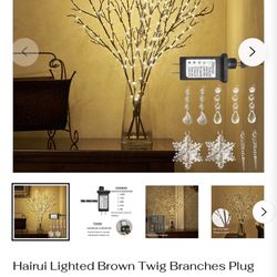 Hairui Lighted Brown Twig Branches Plug