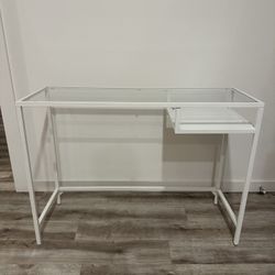 VITTSJÖ Laptop table, white/glass, 39 3/8x14 1/8 