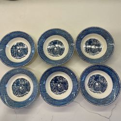 6 Currier And Ives Fruit Bowls