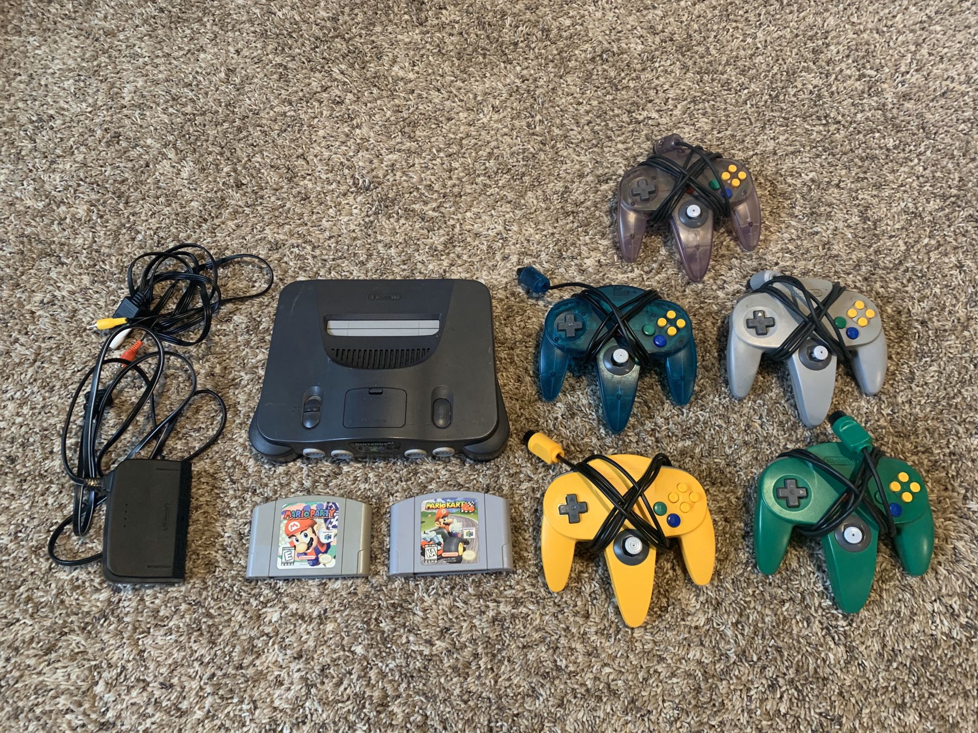 N64 w/ 2 games and 5 controllers