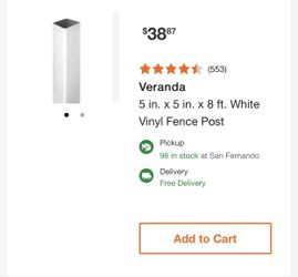 Vinyl Fence Post - 5.5ft