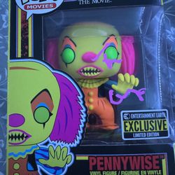 Tim Curry Signed Pennywise Funko Pop Black light 