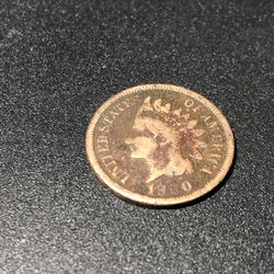 1890 One Cent Copper Indian Head Penny Non Stamped