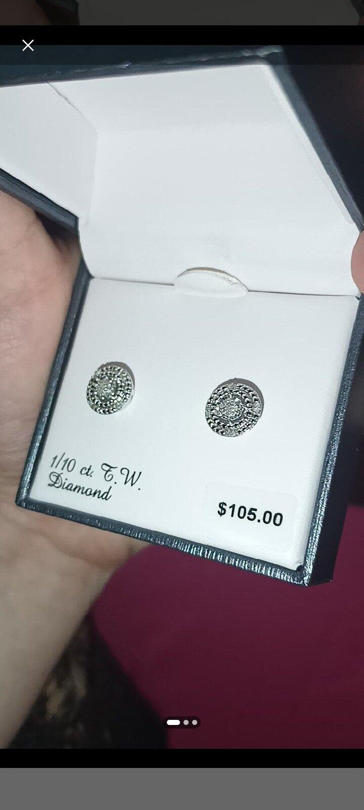 Sterling Silver Diamond Earrings