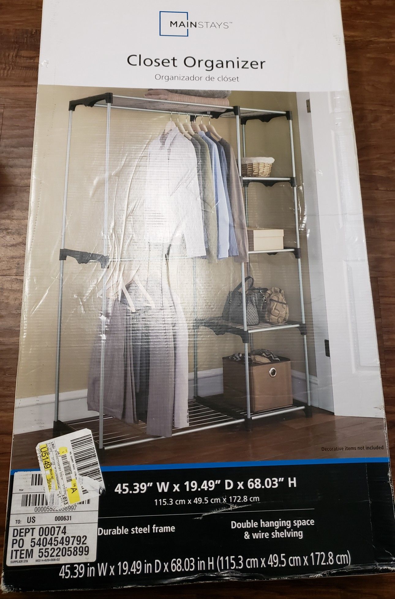 Mainstays Wire Shelf Closet Organizer, 2-Tier