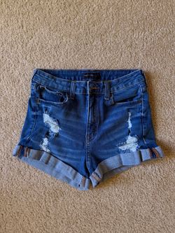 Aeropostale Distressed Denim Shorts with Cuffed Hem – Size 6