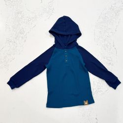 Carter’s Long Sleeve Waffle Weave Hooded Tshirt (3T) Blue & Teal Toddler Sweatshirt/Shirt