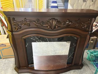 Cherrywood Marble Fireplace Tv Stand 