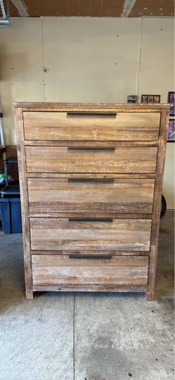 5-Drawer Rustic Wood Tall Dresser
