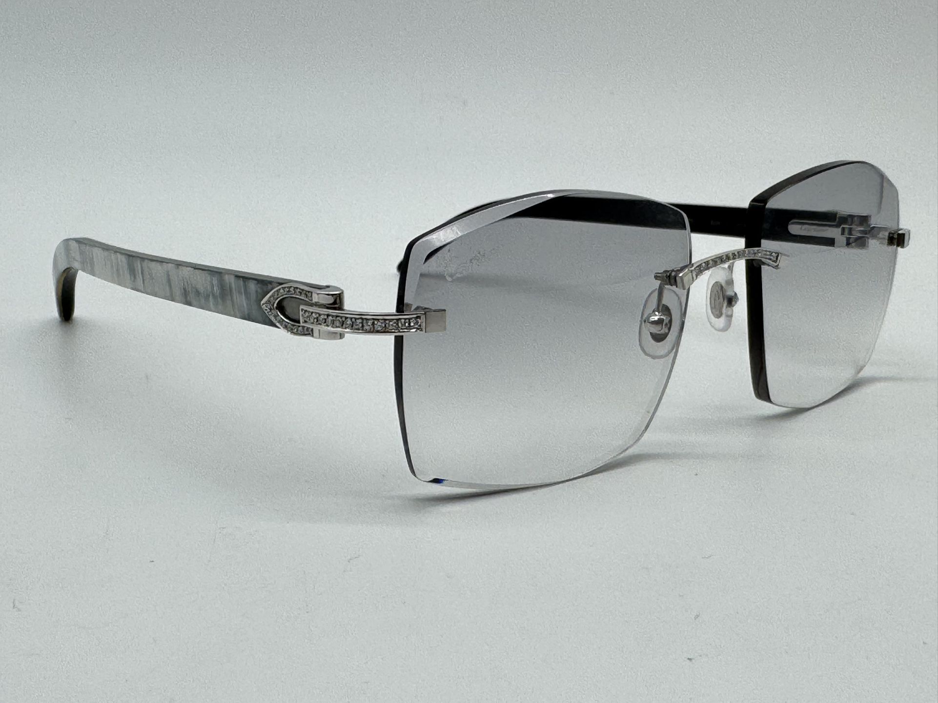 CARTIER C DECOR WHITE BUFFALO HORN SUNGLASSES W/DIAMONDS NEW 100% GENUINE $7150