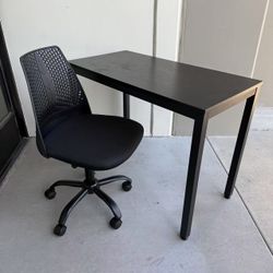 New In Box 40x20x30 Inch Tall Black Color Office Desk Table With Computer Chair Furniture Combo Set 