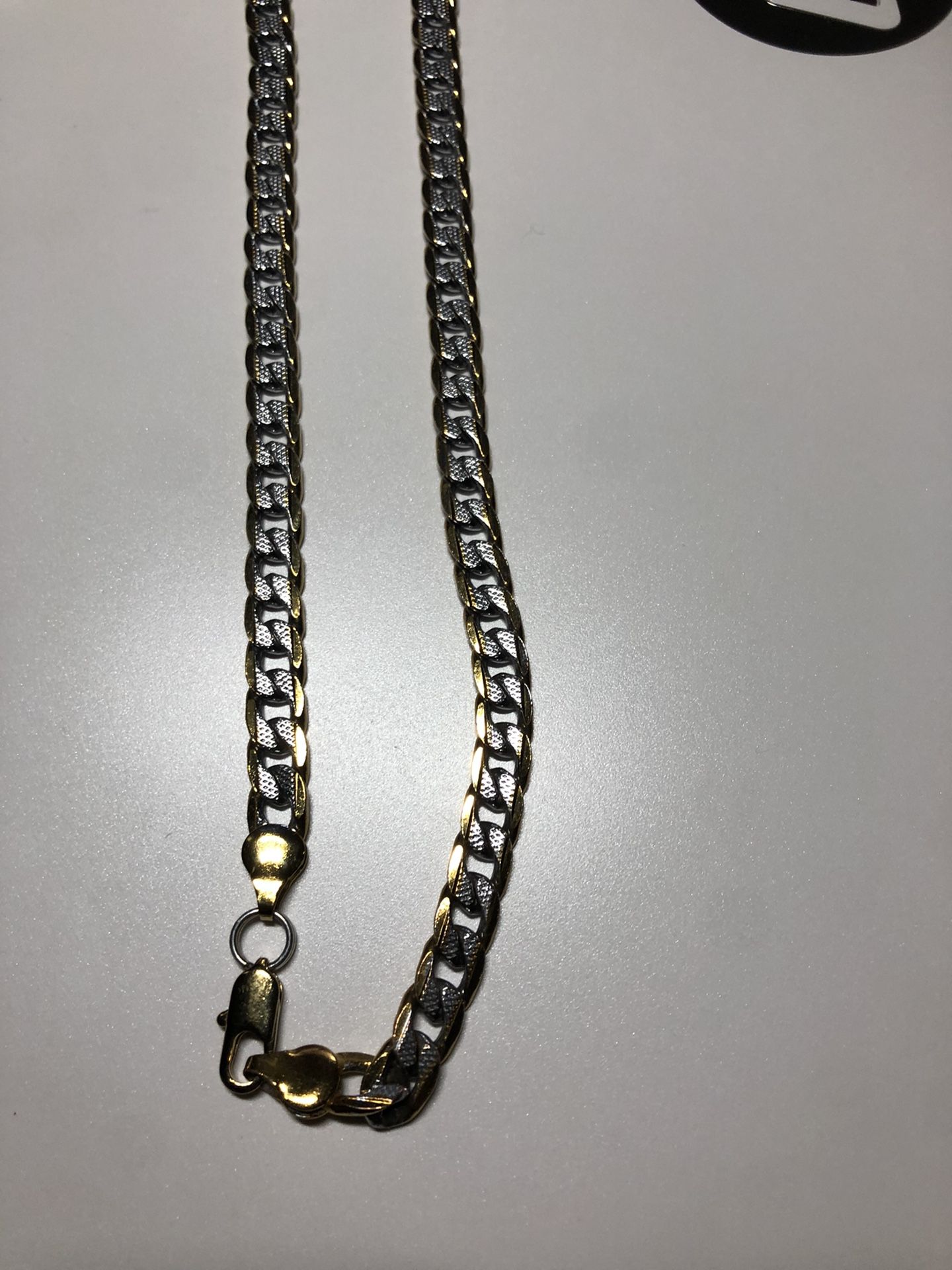 Stainless Steel Gold plated Diamond Cut two Tone Cuban Link Chain 24”