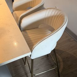 30" Cream Gold Bar Stools Set of 2