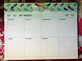 Hello Kitty Rainbow with Bows Weekly Calendar Desk Pad My Week Planner Agenda