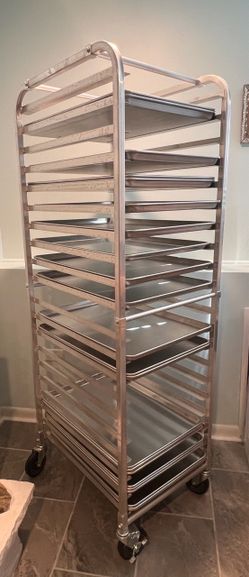 Commercial Aluminum Bakery Sheet Pan Rack + 22 packs  Aluminum Sheet Pans