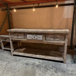 MEGA SALE! Solid Wood Console With Tribal Design ( WITH 70% OFF)