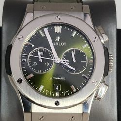 Hublot Classic Fusion Chronograph Green Titanium's Mint Automatic Men Watch