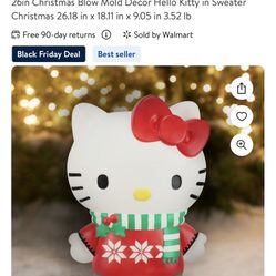 26in Christmas Blow Mold Decor Hello Kitty in Sweater Christmas 26.18 in x 18.11 in x 9.05 in 3.52 lb