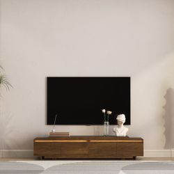 102.36-Inch Modern LED TV Stand with Storage - Brown