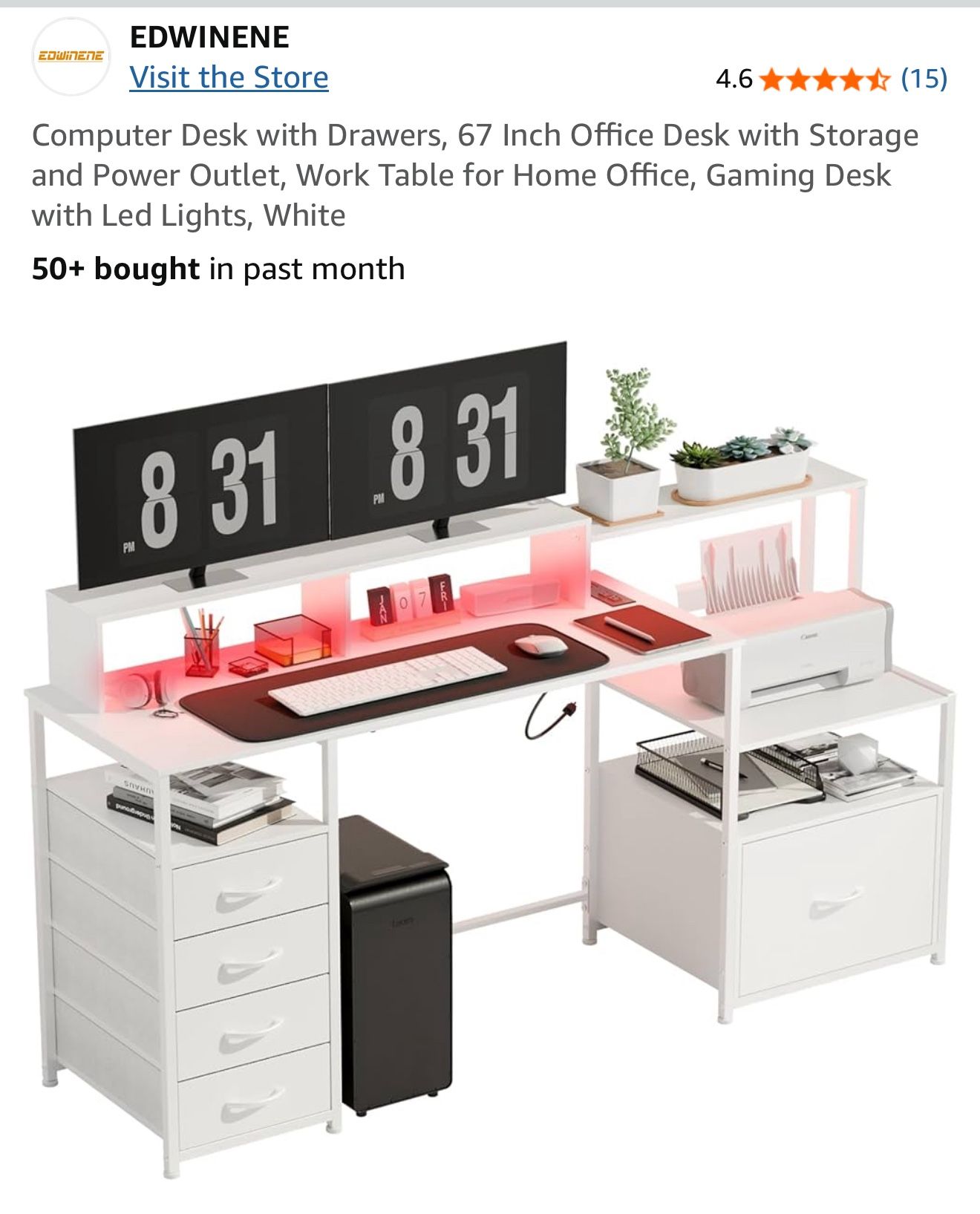 Brand New 67” White Computer Desk – Still in Box