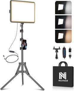 1-Pack LED Video Light Kit, NiceVeedi Photography Lighting Kit, 2K Dimmable Studio Light with Tripod Stand & Phone Holder, 73" Stream Light fo