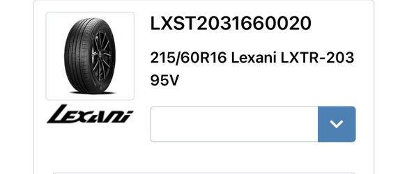 New Lexani 215/60R16 tires