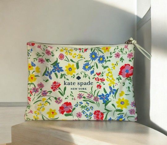 Kate Spade Floral Canvas Cosmetic Pouch, NWOT