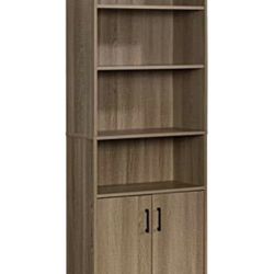Bookcase with Doors, L: 24.65" x W: 11.65" x H: 71.14", Summer Oak Finish