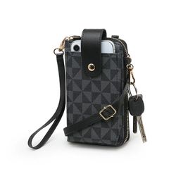 Poppy Faux Leather Women Wallets Crossbody Clutch Purse Checkered RFID Phone Card Holder Wallet Wristlet Handbags
