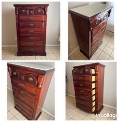 Dresser, solid wood/marble top