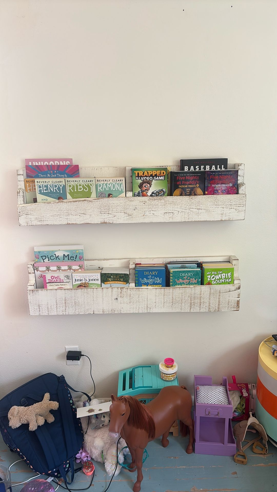 Rustic Hanging Bookshelves