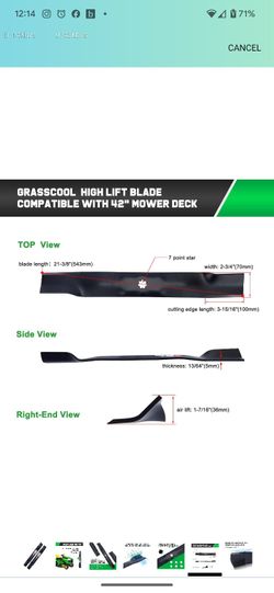 Replacement Part 42 Deck Mulch Cover for John Deere S100