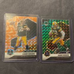 Aaron Rodgers 2 Mosaic Prizm Orange And Green Card Lot