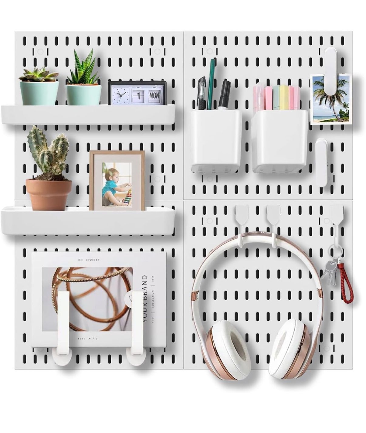 Keepo Pegboard Combination Kit, Pegboards and Accessories Modular Hanging for Wall Organizer, Crafts Organization, Ornaments Display, Nursery Storage,