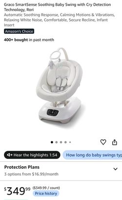 Graco Smart Sense Soothing Baby Swing w/Cry Detection
