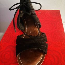 Black Suede Sandals In Great Condition 