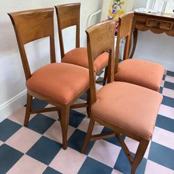 Solid Wood Vintage Dining Chairs Set 