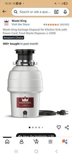 Waste King Garbage Disposal  w/ Power Cord L-3200