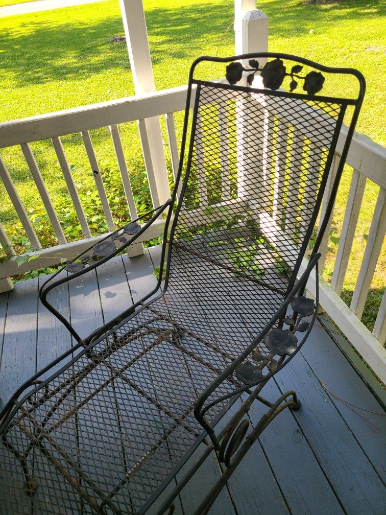 Vintage Wrought Iron Rocking Lounge Chair