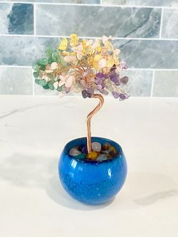 Pequeño Arbol de la vida en base de cerámica multicolor