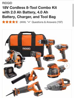 Ridgid 18volt 8 tool combo