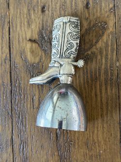 Silver Cowboy Boot Decorative Bell