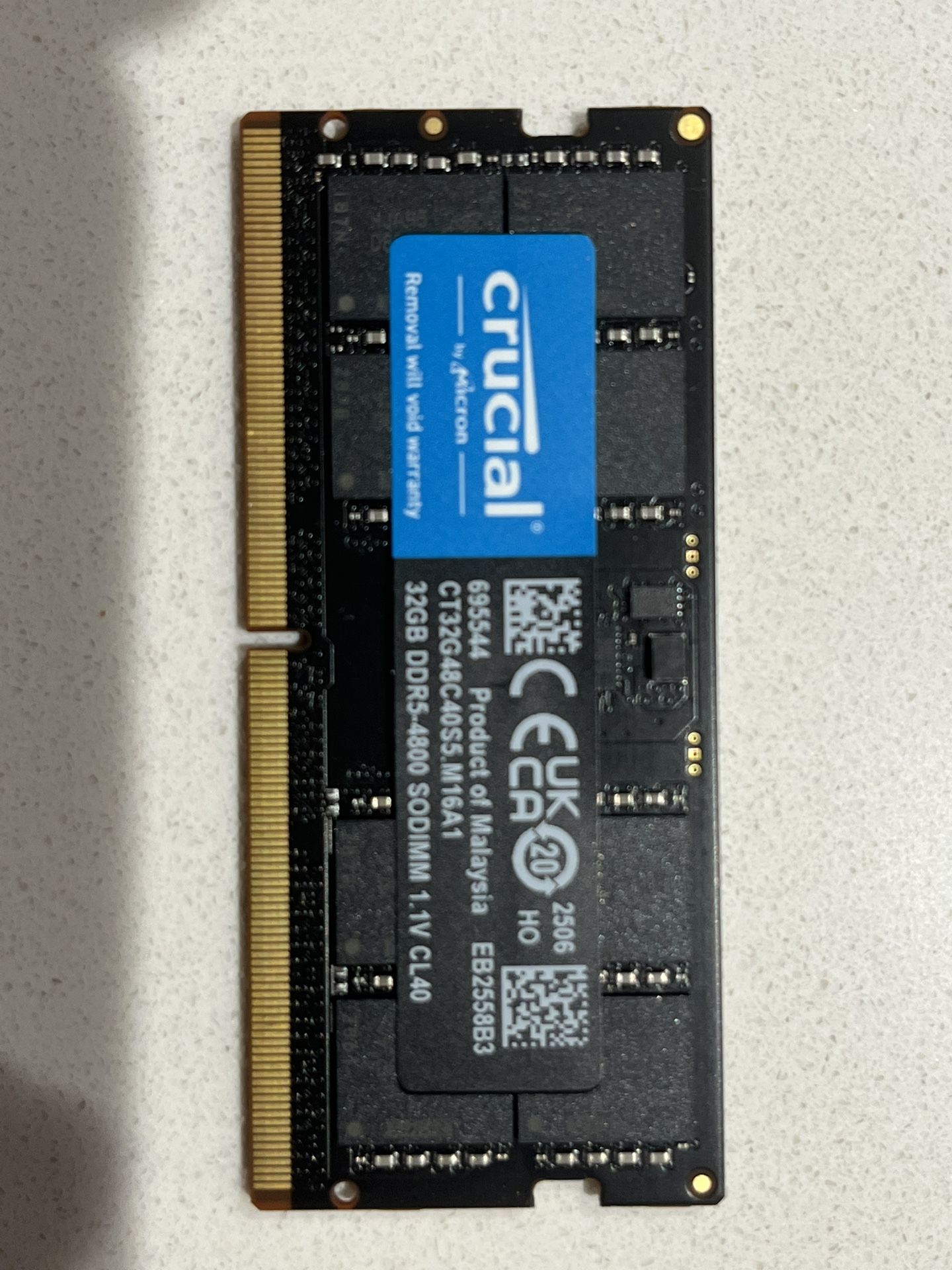 Crucial 32 Gig DDR5 RAM Memory Card For Laptops