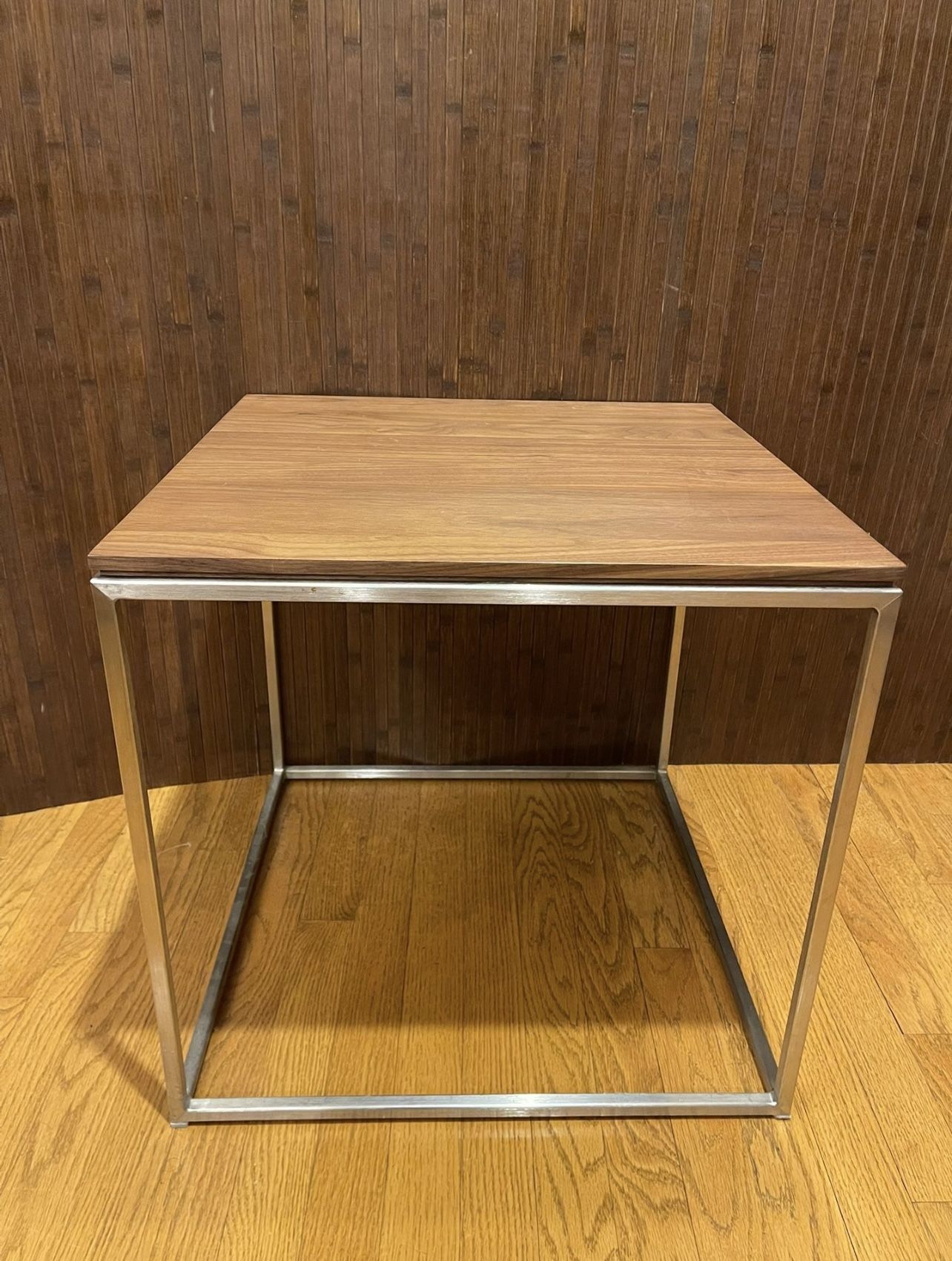 Modern Teak And Metal Side Table