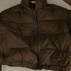Brown Short Puffer Jacket Size Small