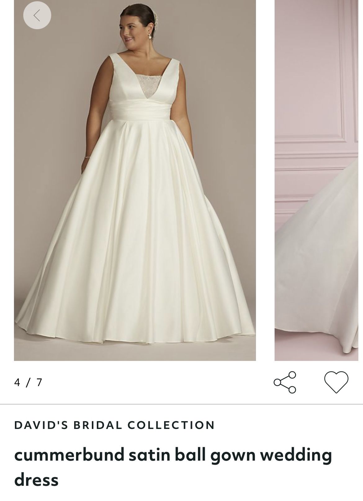Plus Size Satin White Wedding Dress Davids Bridal