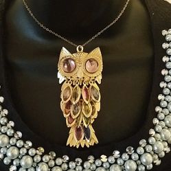 Multi Color Owl Necklace 12"